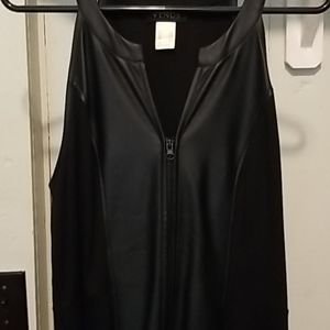 Venus faux leather and cotton halter zip up top